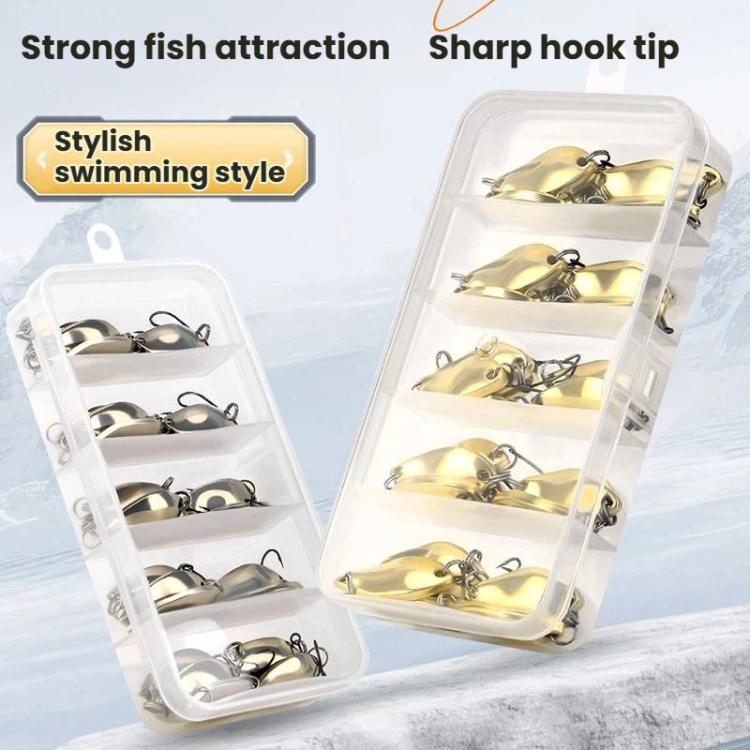 30pcs /Box Tin-plated Spinner Lure Fishing Tackle Hard Bait Bio-mimetic Spinner Lure, Color: Silver 3.5g