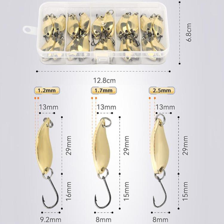 30pcs /Box Tin-plated Spinner Lure Fishing Tackle Hard Bait Bio-mimetic Spinner Lure, Color: Silver 3.5g
