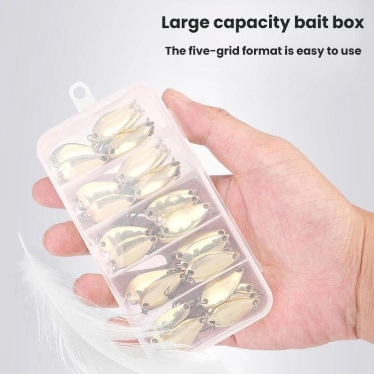30pcs /Box Tin-plated Spinner Lure Fishing Tackle Hard Bait Bio-mimetic Spinner Lure, Color: Silver 2.5g