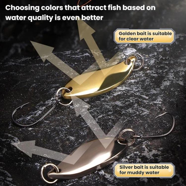 30pcs /Box Tin-plated Spinner Lure Fishing Tackle Hard Bait Bio-mimetic Spinner Lure, Color: Gold 3.5g
