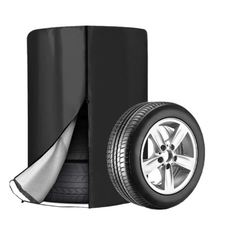 Universal Dust Proof Tire Shield Protective Tarp for Vehicle's 4 Tires Waterproof 420D Oxford Fabric, Size: D73xH110cm - Black