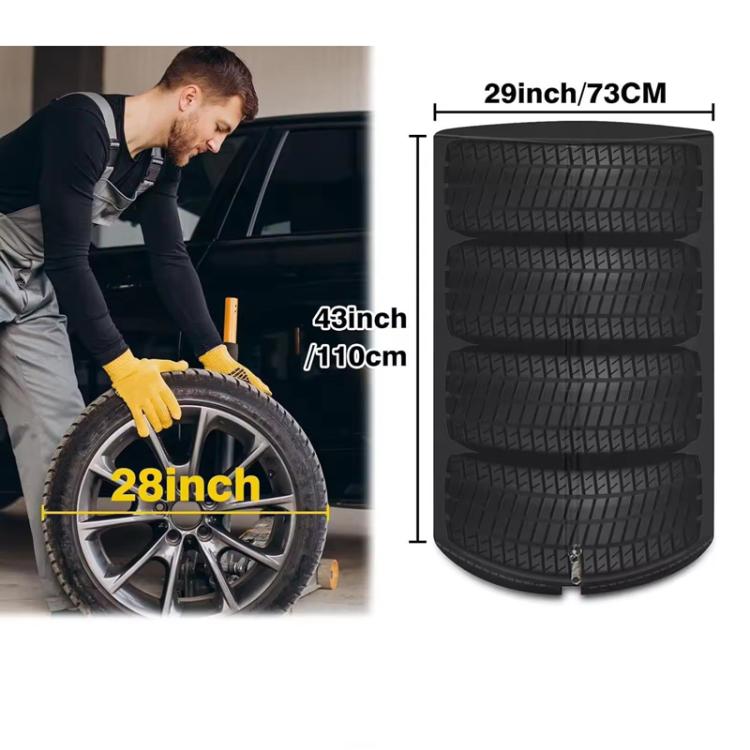 Universal Dust Proof Tire Shield Protective Tarp for Vehicle's 4 Tires Waterproof 420D Oxford Fabric, Size: D73xH110cm - Black