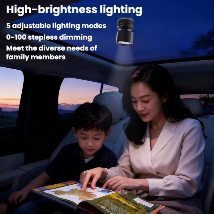 BEN.JACK BAL251102A Multi-Color Adjustable Magnetic Car Reading Light Multifunctional Detachable Roof Light - Grey