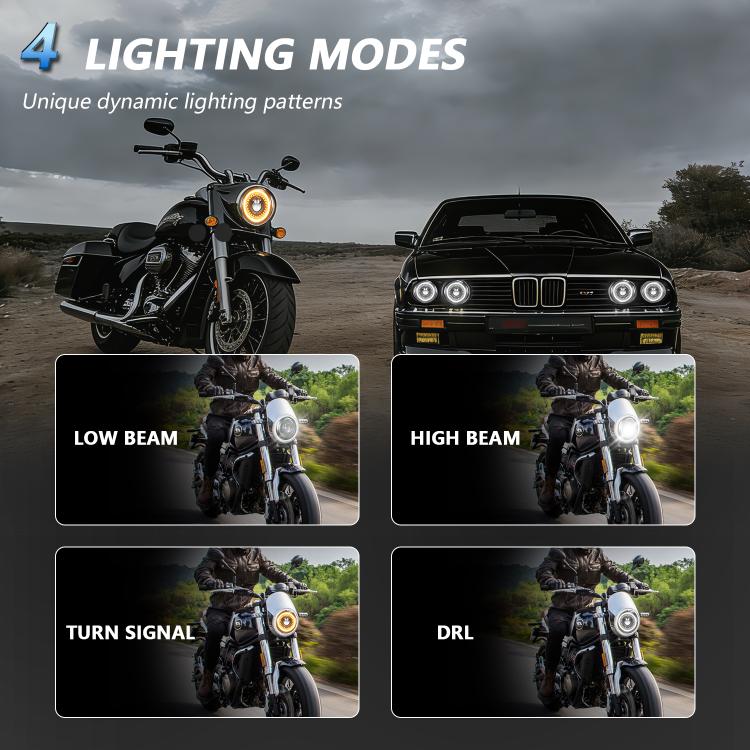 5.75-Inch High-Power Motorcycle Starry Sky Flowing Aperture Cut-Line Headlight - R25