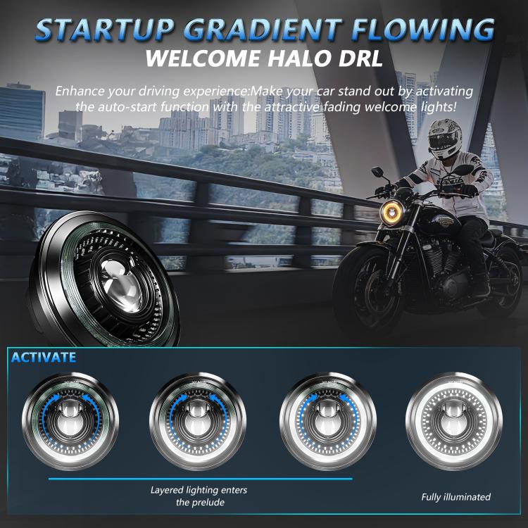 5.75-Inch High-Power Motorcycle Starry Sky Flowing Aperture Cut-Line Headlight - R25
