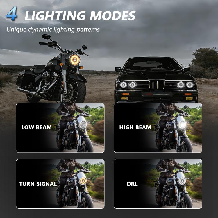 5.75-Inch High-Power Motorcycle Headlight With Flowing Light And Cut-Line Halo - R26