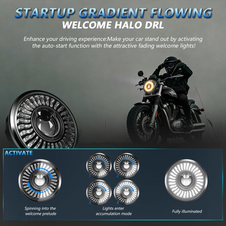 5.75-Inch High-Power Motorcycle Headlight With Flowing Light And Cut-Line Halo - R26