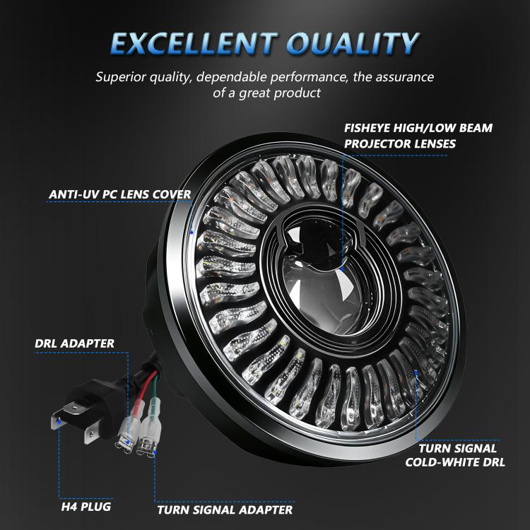 5.75-Inch High-Power Motorcycle Headlight With Flowing Light And Cut-Line Halo - R26