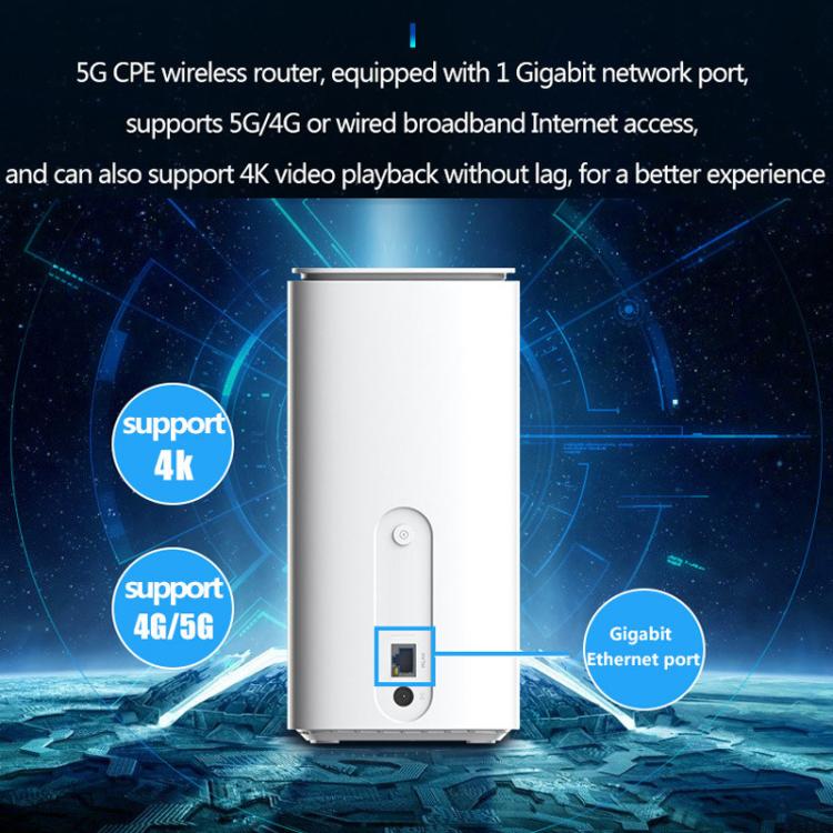5G CPE Wi-Fi 6 Wireless SIM Card Router Dual-Mode NSA/SA High-Speed Gigabit Single-Port LTE Router, EU Plug - Asia-Pacific Version