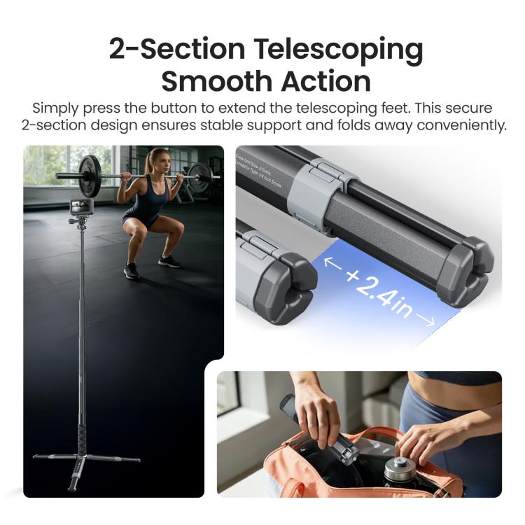 aMagisn Metal Extendable Tripod Stand for Sports Cameras, Mirrorless Cameras & Smartphones - AM38