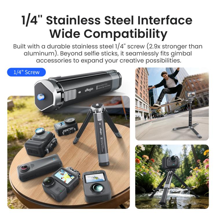 aMagisn Metal Extendable Tripod Stand for Sports Cameras, Mirrorless Cameras & Smartphones - AM38