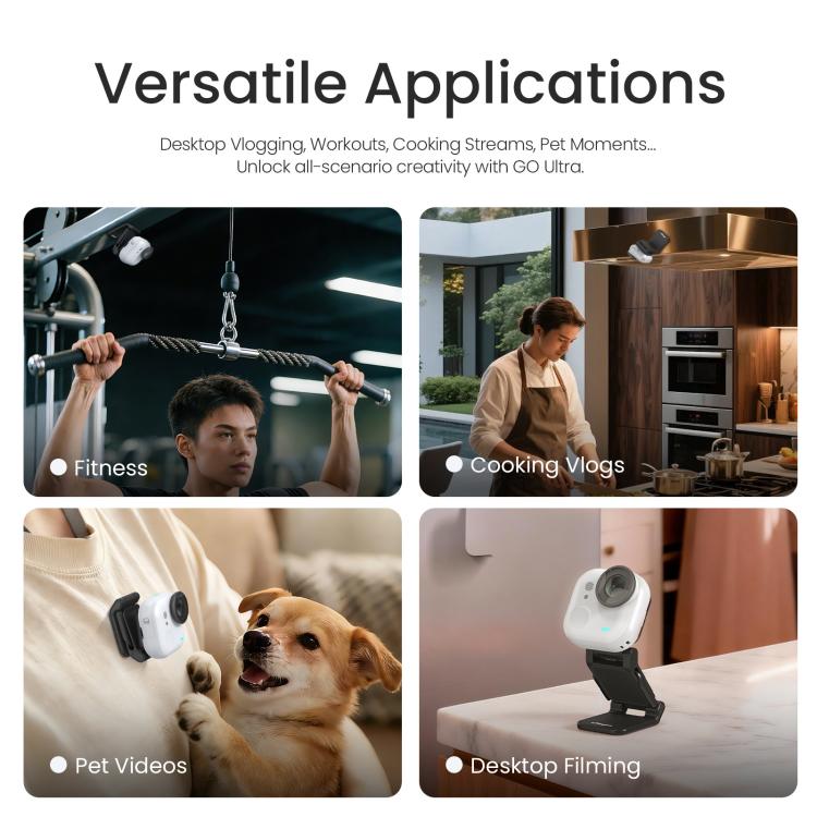 For Insta360 GO Ultra Magnetic Easy Clip AMagisn Mount 180-Degree Adjustable Angle For Flexible POV Shooting - Black