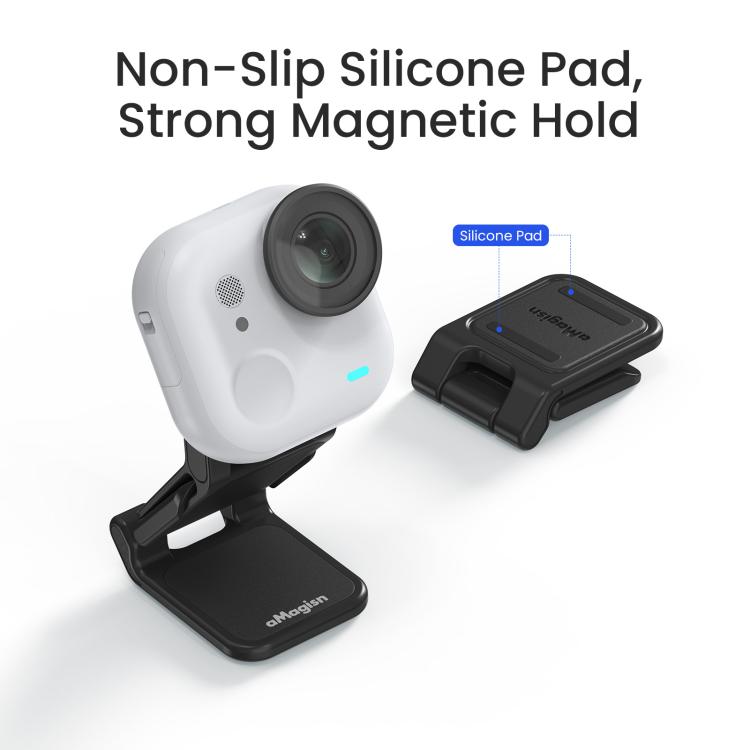 For Insta360 GO Ultra Magnetic Easy Clip AMagisn Mount 180-Degree Adjustable Angle For Flexible POV Shooting - Black