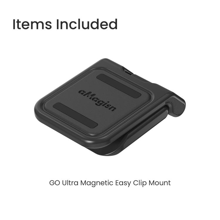 For Insta360 GO Ultra Magnetic Easy Clip AMagisn Mount 180-Degree Adjustable Angle For Flexible POV Shooting - Black