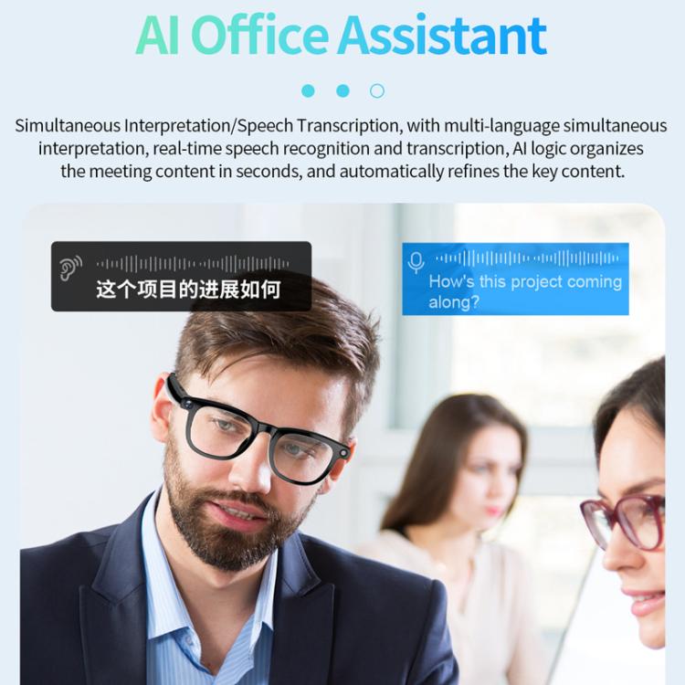 JS01 Pro Smart Glasses Support 12MP Camera, AI Translation, Human Detection, Video & Audio Recording