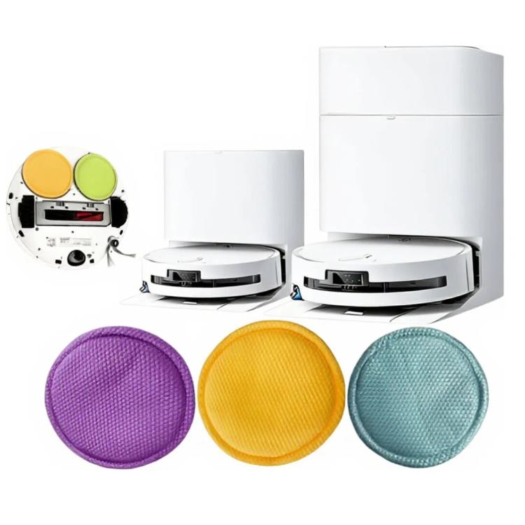 3pcs /Pack Universal 13cm Round Robot Vacuum Mop Pad Waffle Weave Replacement For Roborock P10/P10 Pro/P20, Dreame S10/S20/X10/X20 Series & More Models - Random Color