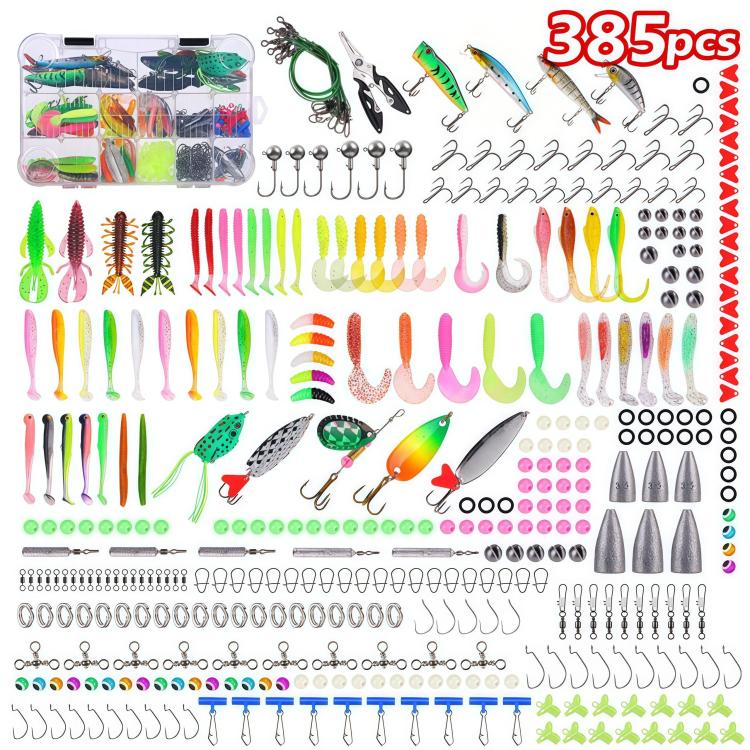 385pcs /Box Lure Set Multi-jointed Minnow Artificial Lure Crankbait Hook Fishing Tackle Tools