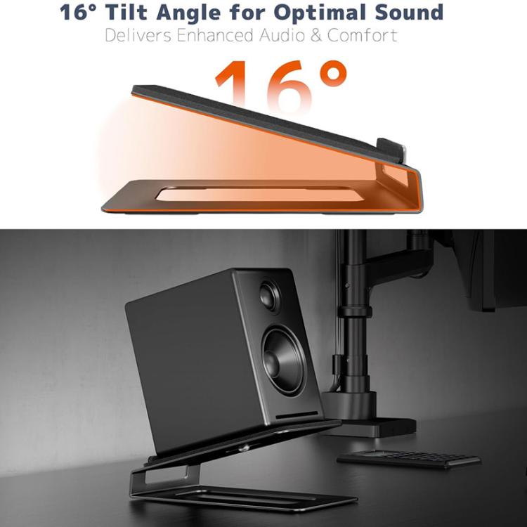 KXD251022 Desktop Metal Angled Speaker Stand For 3-6 Inch Speakers - Black