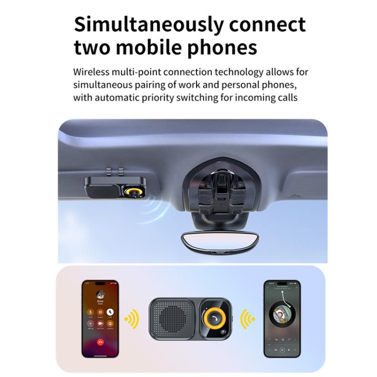 Sun Visor-Style Bluetooth Car Speaker For Hands-Free Calling And Navigation - Black