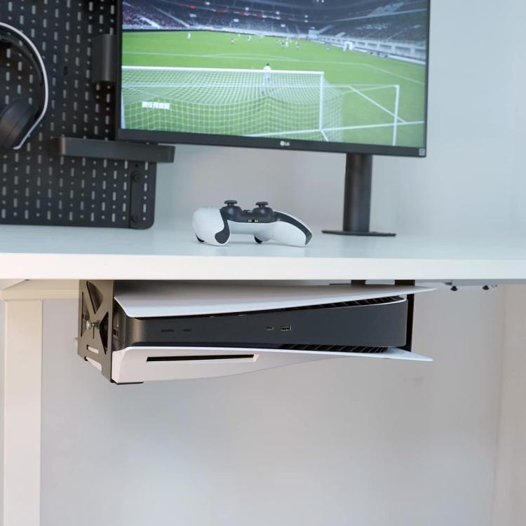 For PS5 Console 2pcs /Set Under Desk/Table Mount Metal Stand & Storage Holder