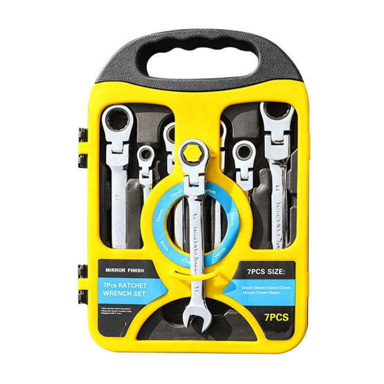 7pcs /Set Dual-Drive Ratchet Wrench 8-19mm Quick-Release Non-Slip Socket Spanner, Spec: Flex Head