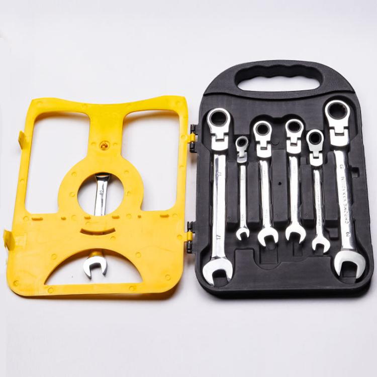 7pcs /Set Dual-Drive Ratchet Wrench 8-19mm Quick-Release Non-Slip Socket Spanner, Spec: Flex Head