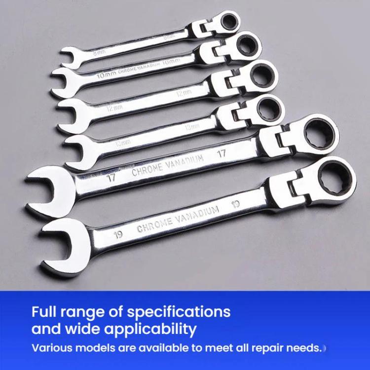7pcs /Set Dual-Drive Ratchet Wrench 8-19mm Quick-Release Non-Slip Socket Spanner, Spec: Flex Head
