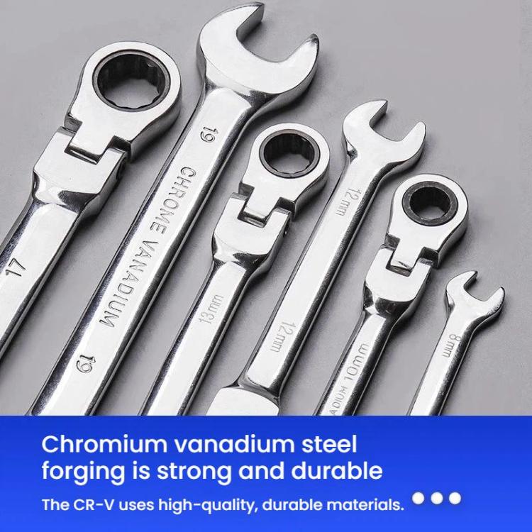 7pcs /Set Dual-Drive Ratchet Wrench 8-19mm Quick-Release Non-Slip Socket Spanner, Spec: Fixed Head