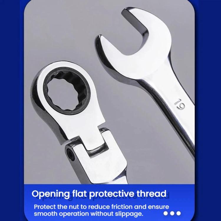 7pcs /Set Dual-Drive Ratchet Wrench 8-19mm Quick-Release Non-Slip Socket Spanner, Spec: Fixed Head