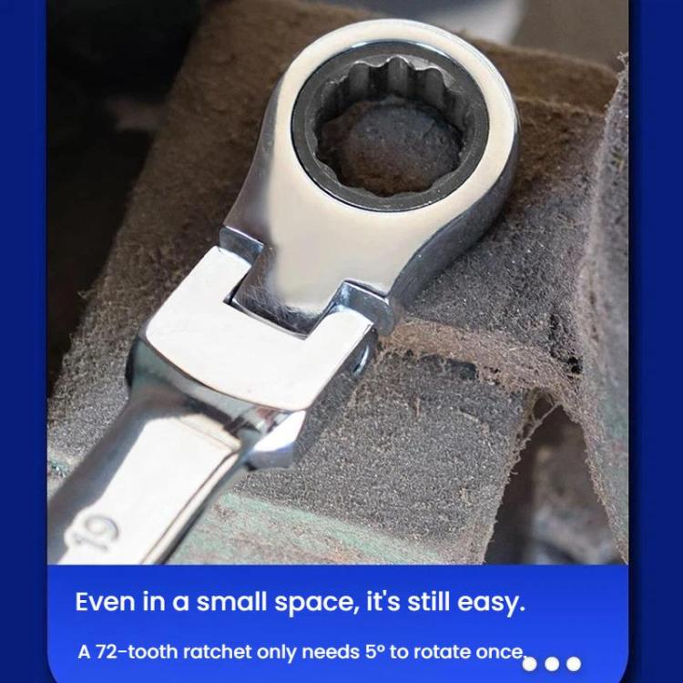 7pcs /Set Dual-Drive Ratchet Wrench 8-19mm Quick-Release Non-Slip Socket Spanner, Spec: Flex Head