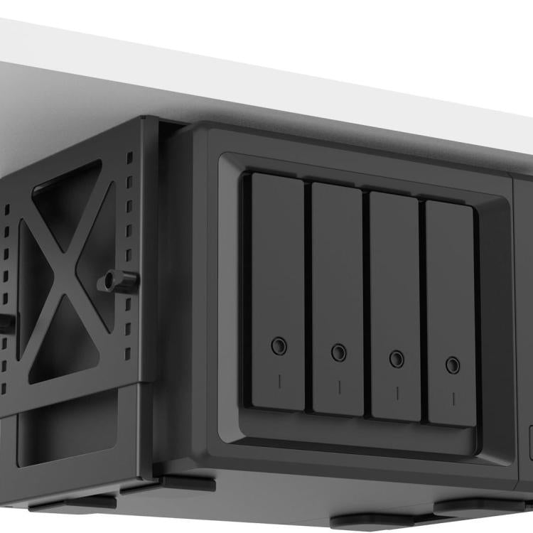 Adjustable Under Desk Mount Metal Holder for NAS, PC, Mini Computer, PS5 Gaming Console Space-Saving Rack - Black