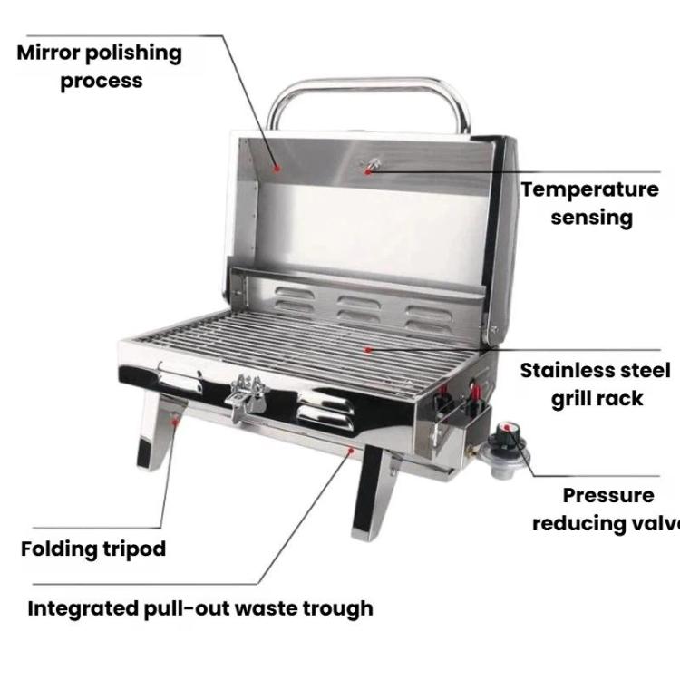 Stainless Steel Yacht BBQ Grill Outdoor Boat Grill Canister Stove, Spec: With Bracket