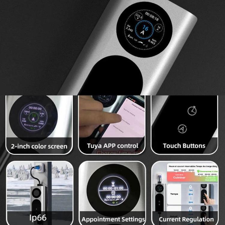 European Standard Portable Car Charger With Display Portable AC Charging Cable For Home Use, Spec: 3.5KW