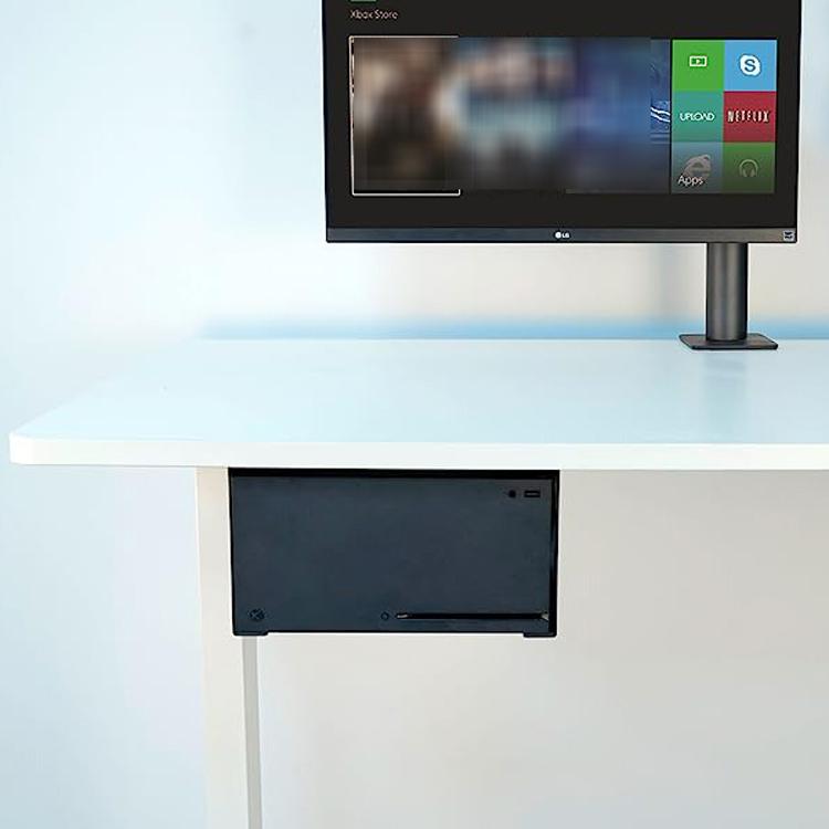 For XBOX Series X Under Desk Mount Metal Hidden Organizer Bracket Space Saving Holder - Black