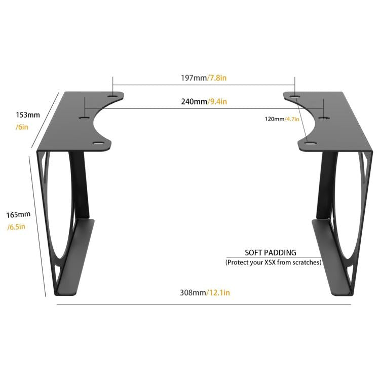 For XBOX Series X Under Desk Mount Metal Hidden Organizer Bracket Space Saving Holder - Black