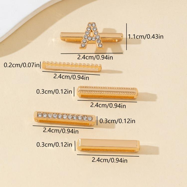 5pcs /Set Strap Decorative Rings Strap Letter Charms Accessories, Style: A