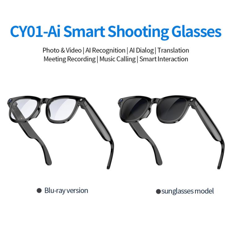 CY01 Smart Glasses Support 8MP Video Recording, AI Simultaneous Translation & Human Recognition, Spec: 32GB