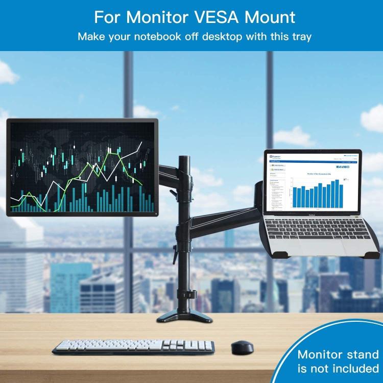 Laptop VESA Mount Tray Metal Adapter For 100x100mm Monitor Arm Universal Ventilated Holder For Notebook - Black