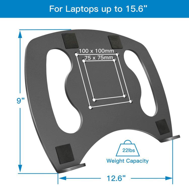 Laptop VESA Mount Tray Metal Adapter For 100x100mm Monitor Arm Universal Ventilated Holder For Notebook - Black