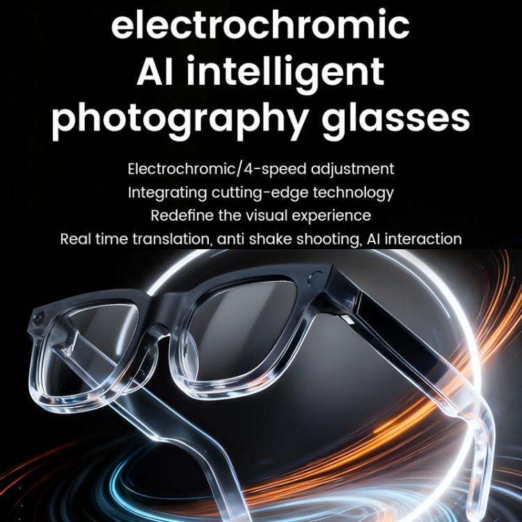 E02C Smart Glasses Support 8MP Video Recording Electrochromic Lenses & AI Translation