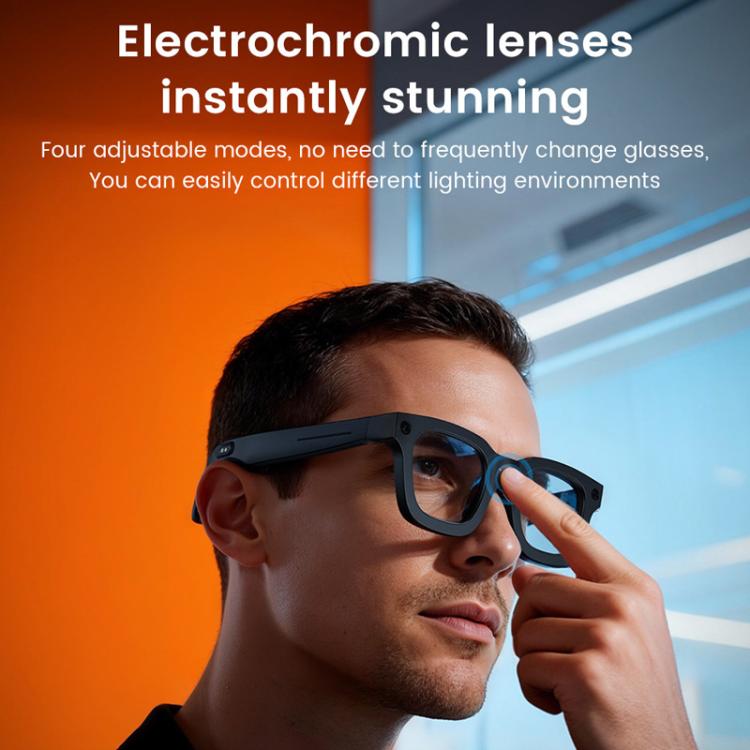 E02C Smart Glasses Support 8MP Video Recording Electrochromic Lenses & AI Translation