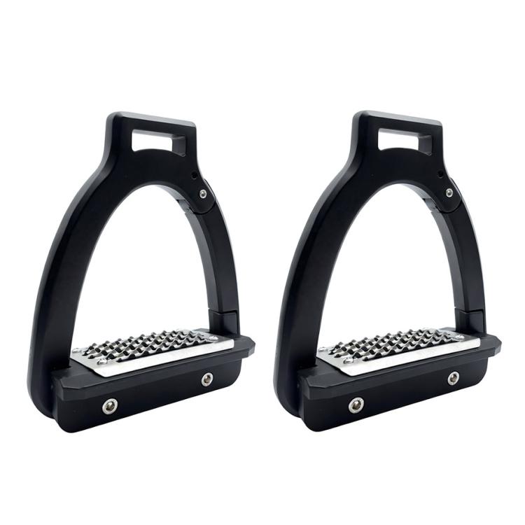 1pair Aluminum Alloy Side-Opening Safety Stirrup, Spec: Adult Size Matte Black