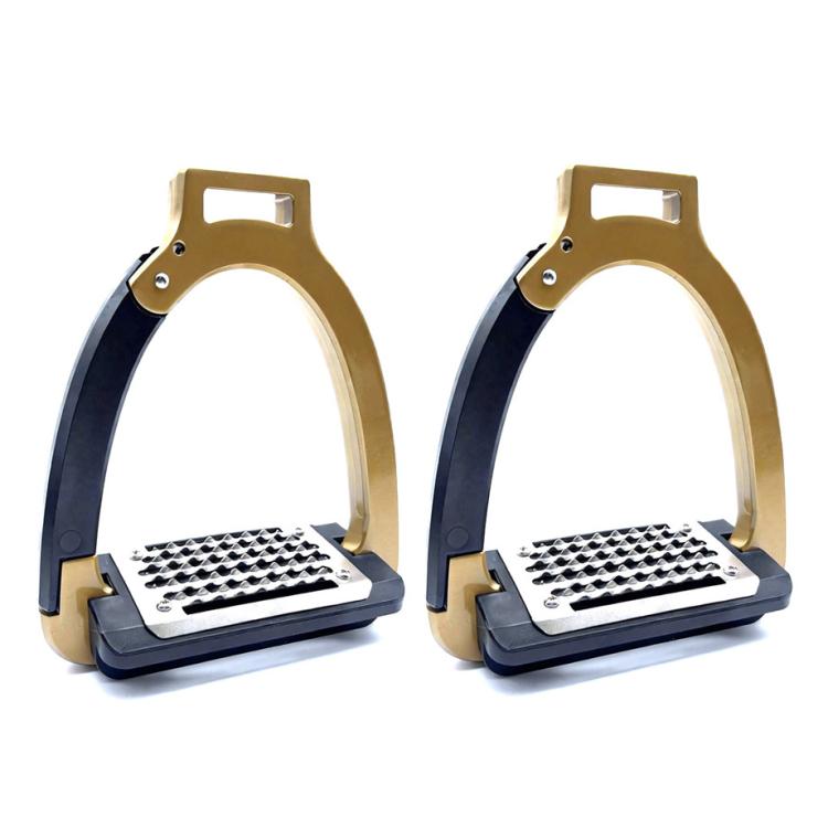 1pair Aluminum Alloy Side-Opening Safety Stirrup, Spec: Kids Size Gold