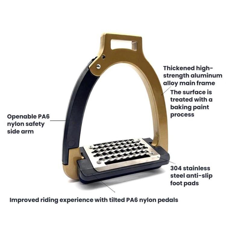 1pair Aluminum Alloy Side-Opening Safety Stirrup, Spec: Adult Size Matte Black