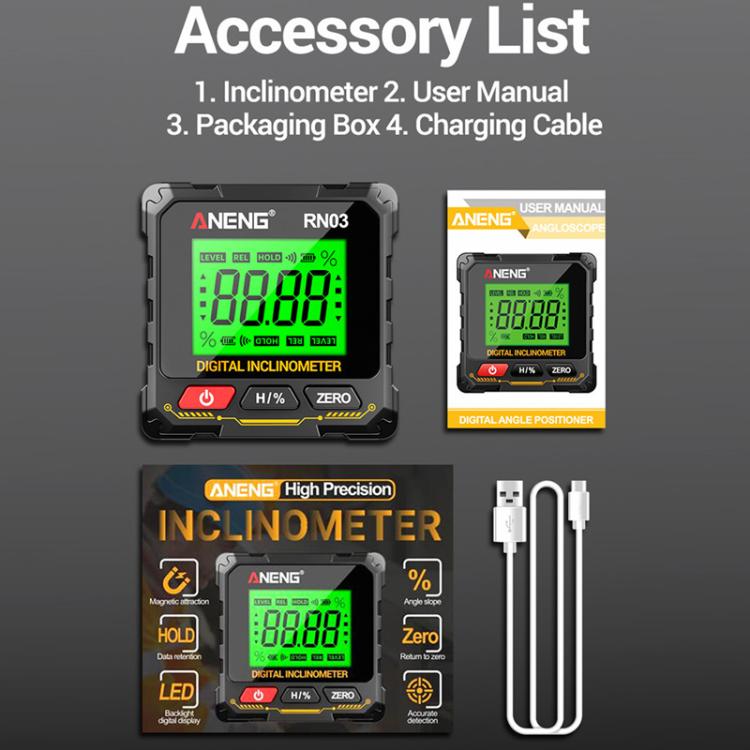 ANENG Digital Display Magnetic Inclinometer Laser Level - RN03