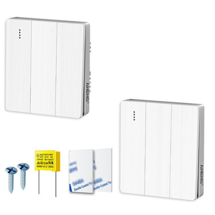 ANENG Remote Control Wireless Smart Home Lighting Panel, Specification: Three-Gang