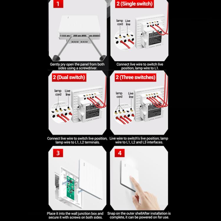 ANENG Remote Control Wireless Smart Home Lighting Panel, Specification: Two-Gang