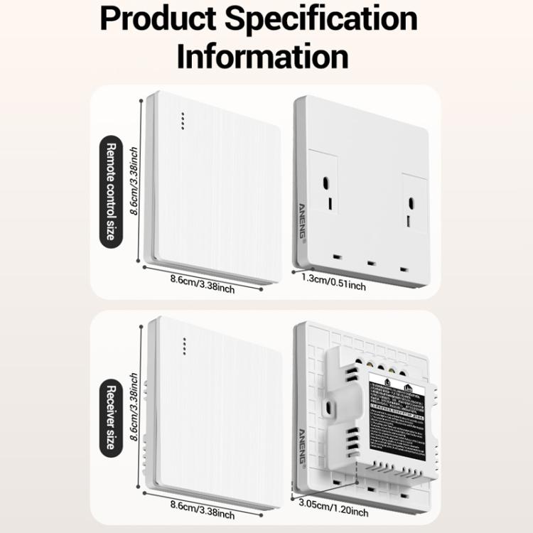 ANENG Remote Control Wireless Smart Home Lighting Panel, Specification: Three-Gang