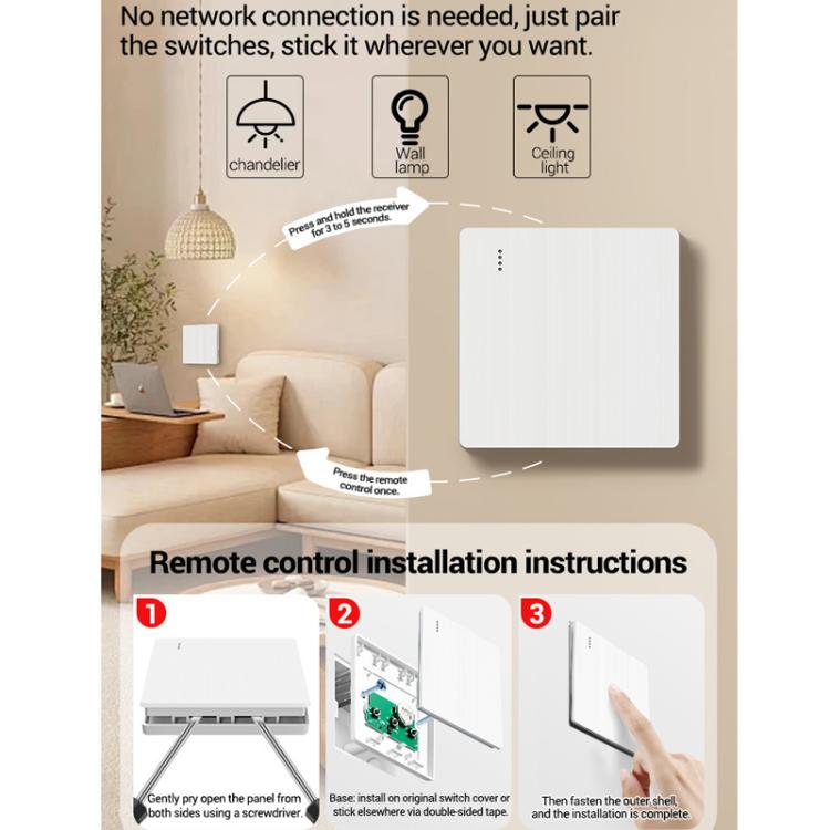 ANENG Remote Control Wireless Smart Home Lighting Panel, Specification: Three-Gang
