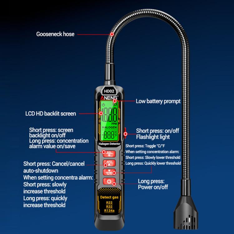 ANENG Air Conditioner Refrigerant Car Halogen Leak Detector, Specification: Rechargeable